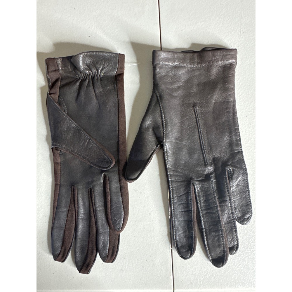 Koala Vintage Brown Leather Gloves Two Tone Made in USA Classic Dress
